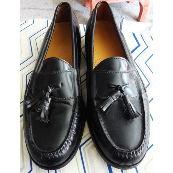 Vintage 80s 90s Cole Haan Tassel Loafers Black Leather Mens 11 D Dress Shoes Moc main image 6